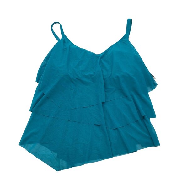 Coco Reef Flourish Bra Sized Tier Mesh Underwire Tankini Top Teal Blue 36C - Picture 3 of 8